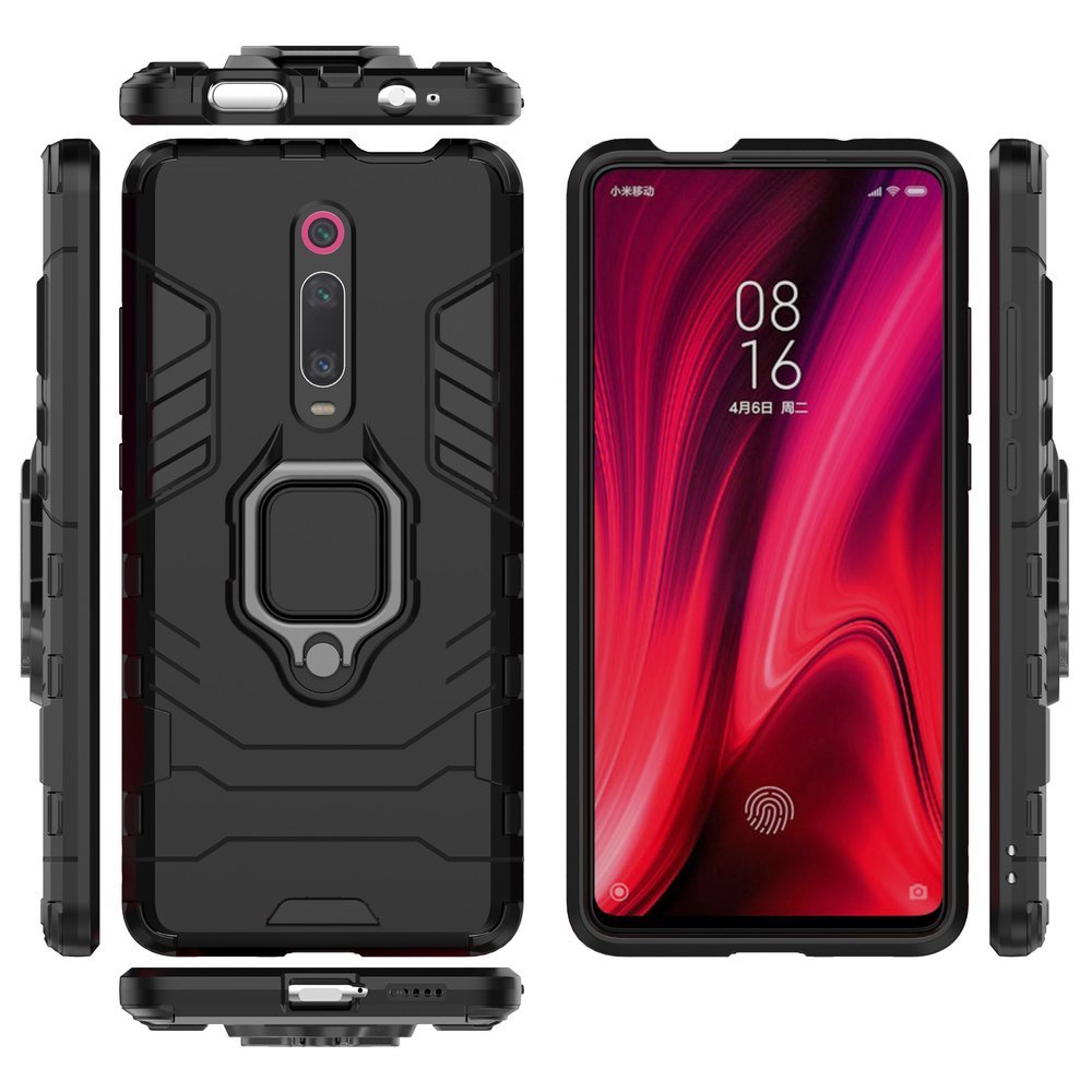 Pokrowiec hybrydowy Ring Armor pancerny czarny Xiaomi Mi 9T Pro / 6