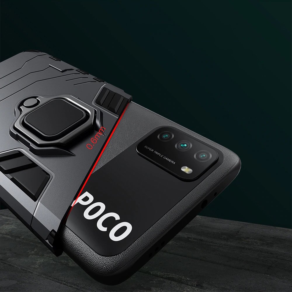 Pokrowiec hybrydowy Ring Armor pancerny czarny Xiaomi Redmi 9T / 9