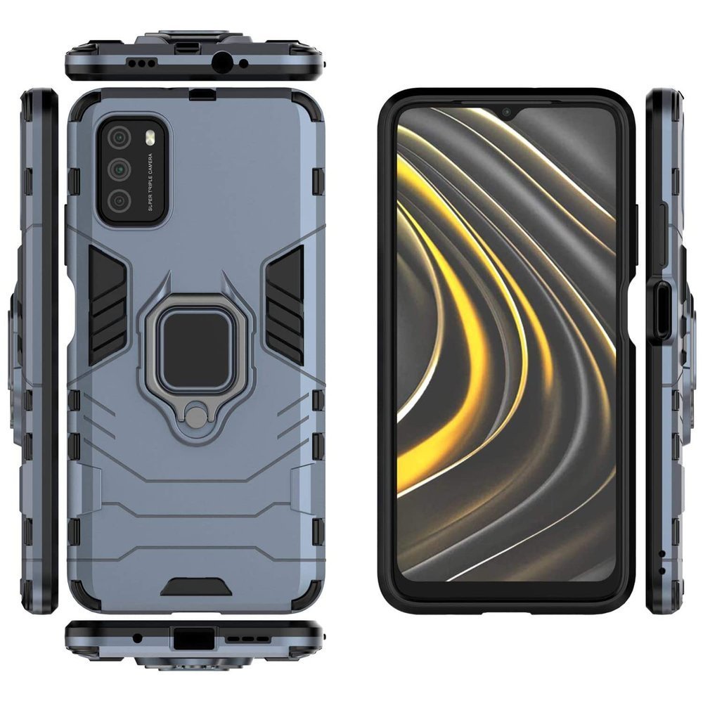 Pokrowiec hybrydowy Ring Armor pancerny niebieski Xiaomi POCO M3 / 2