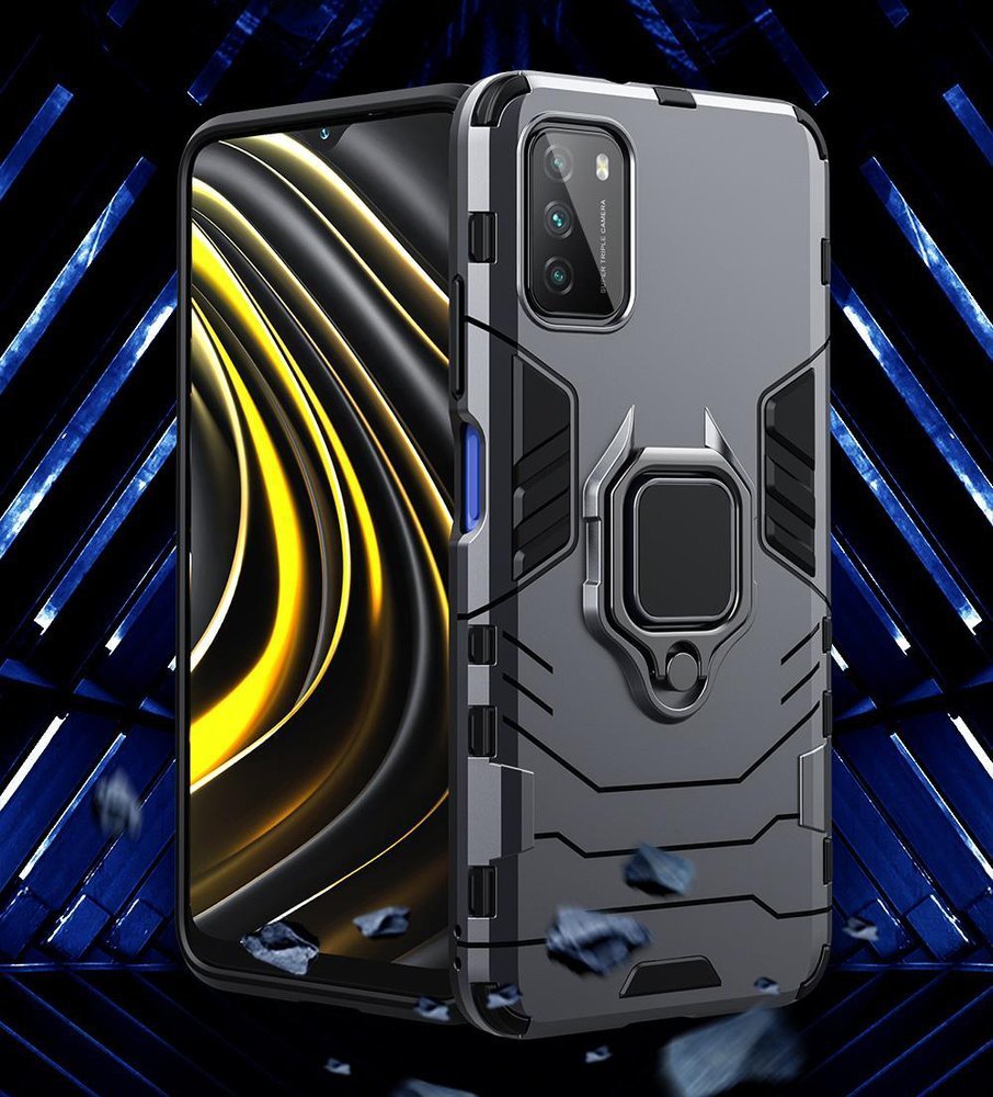 Pokrowiec hybrydowy Ring Armor pancerny niebieski Xiaomi Redmi 9T / 6