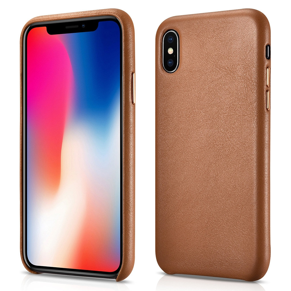 Pokrowiec iCarer Case Leather MagSafe br�zowy Apple iPhone X