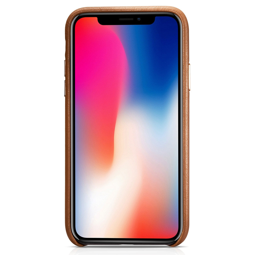 Pokrowiec iCarer Case Leather MagSafe br�zowy Apple iPhone X / 2