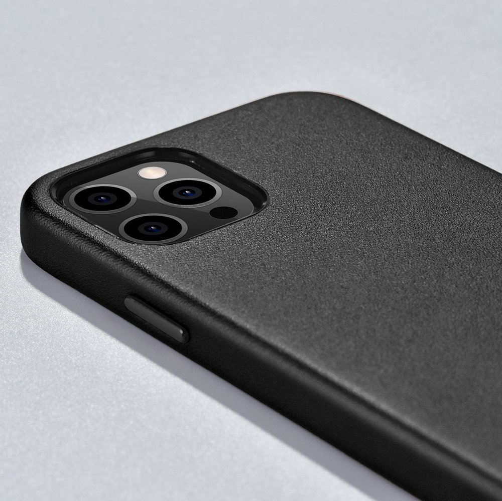 Pokrowiec iCarer Case Leather MagSafe czarny Apple iPhone 12 Mini / 10