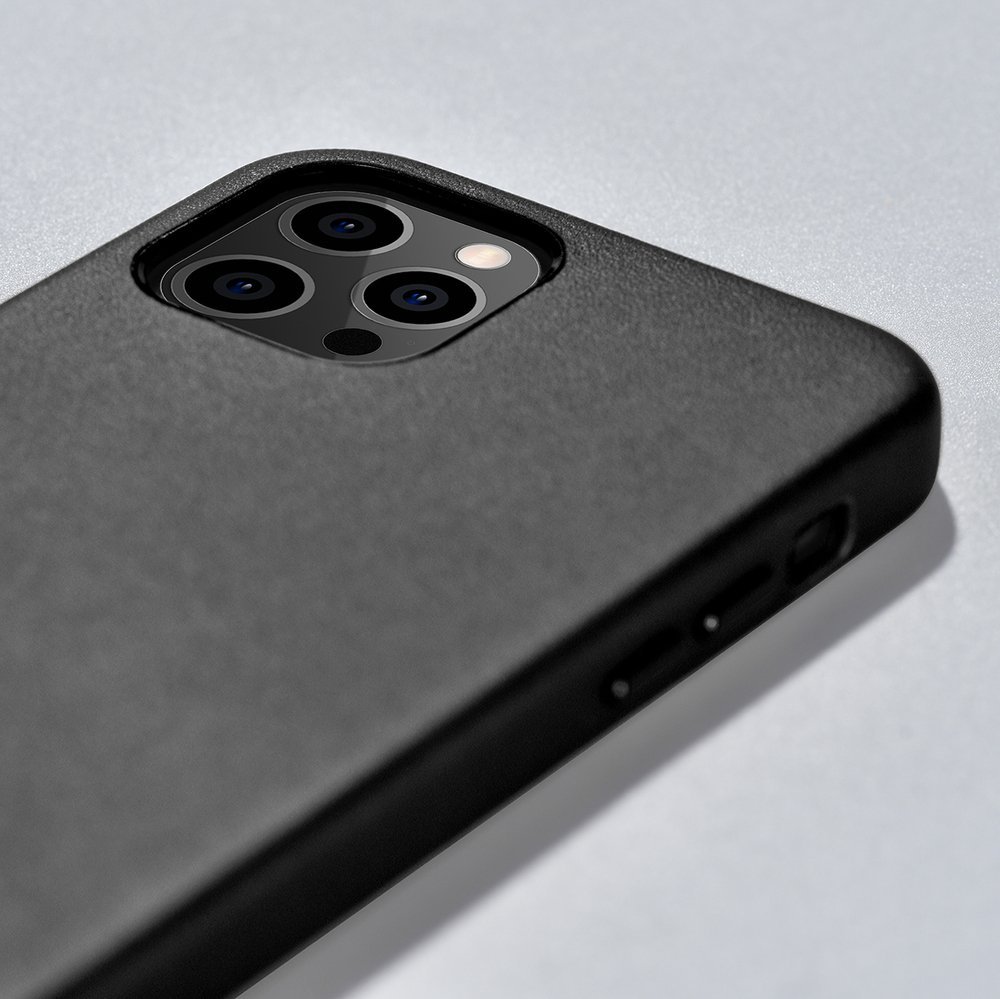 Pokrowiec iCarer Case Leather MagSafe czarny Apple iPhone 12 Mini / 12