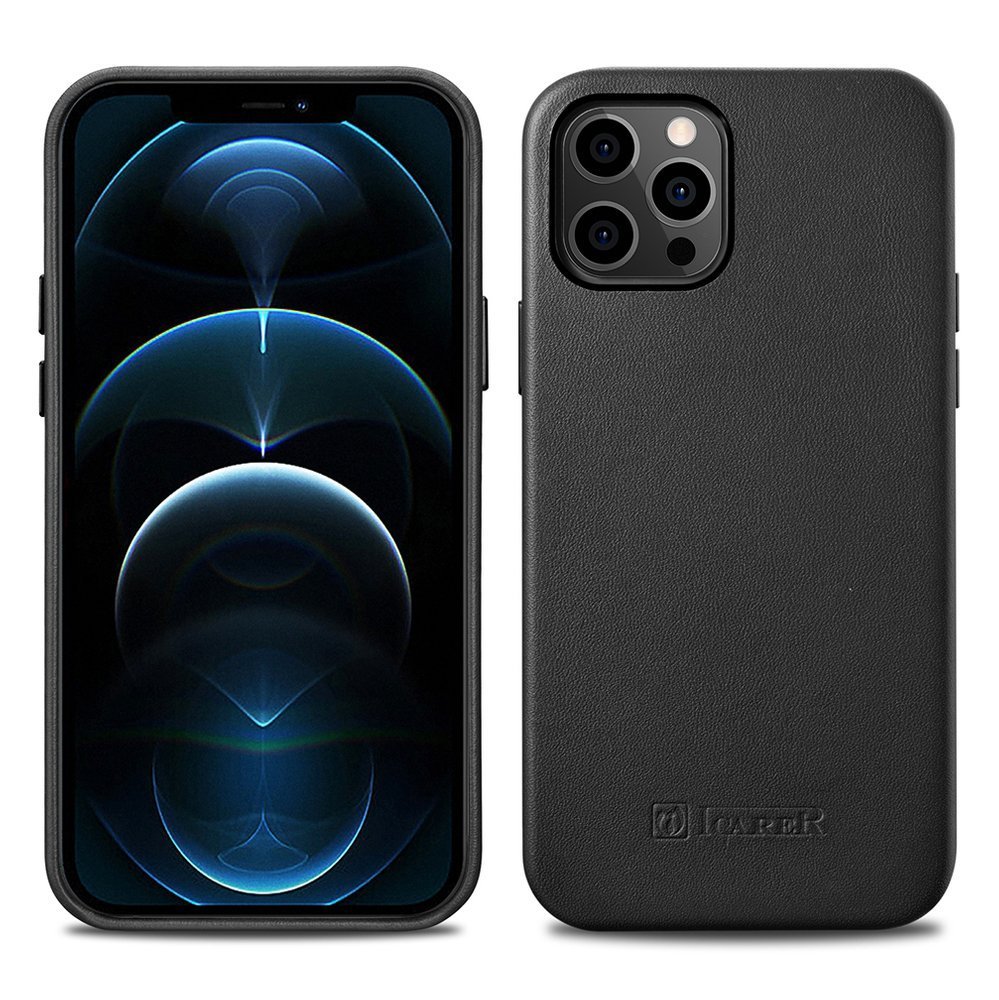 Pokrowiec iCarer Case Leather MagSafe czarny Apple iPhone 12 Mini / 2