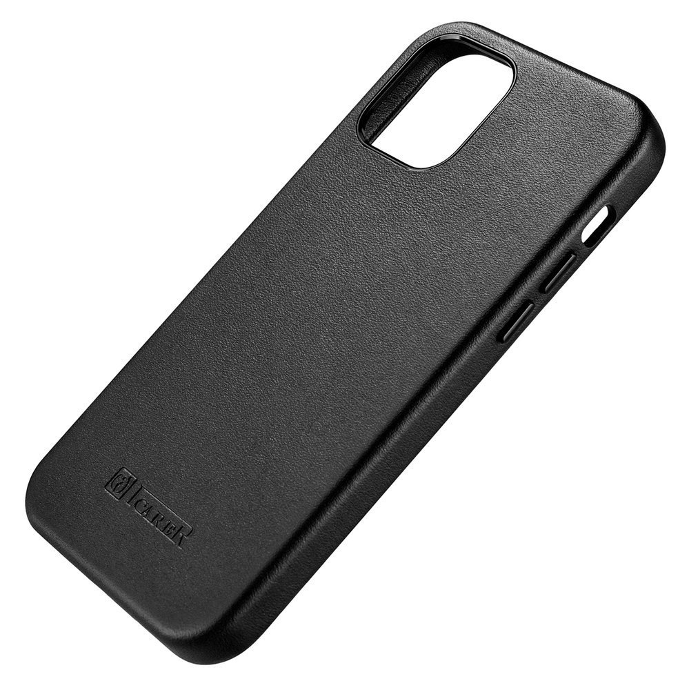 Pokrowiec iCarer Case Leather MagSafe czarny Apple iPhone 12 Mini / 3