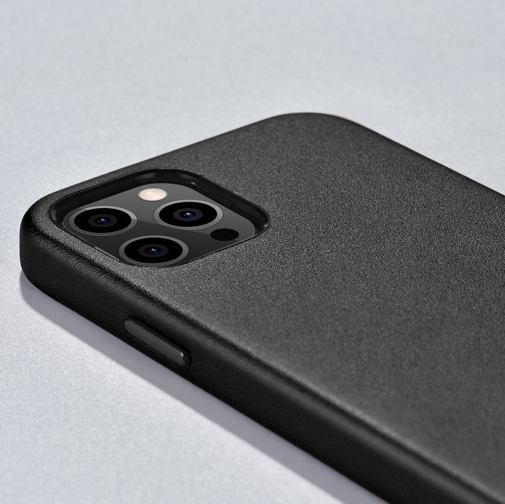 Pokrowiec iCarer Case Leather MagSafe czarny Apple iPhone 12 Pro Max / 10
