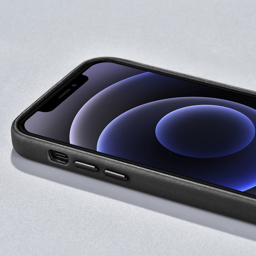 Pokrowiec iCarer Case Leather MagSafe czarny Apple iPhone 12 Pro Max / 11