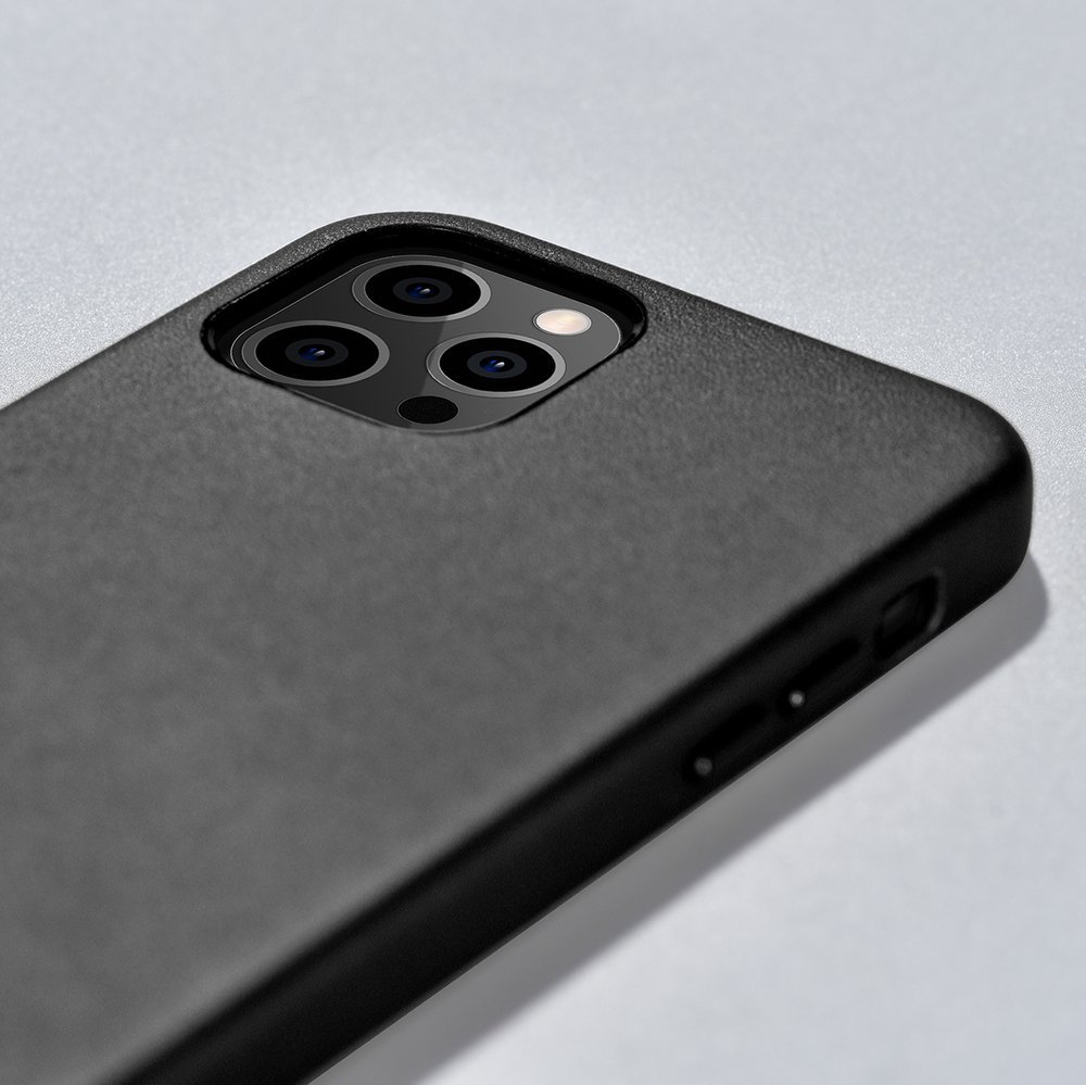 Pokrowiec iCarer Case Leather MagSafe czarny Apple iPhone 12 Pro Max / 12