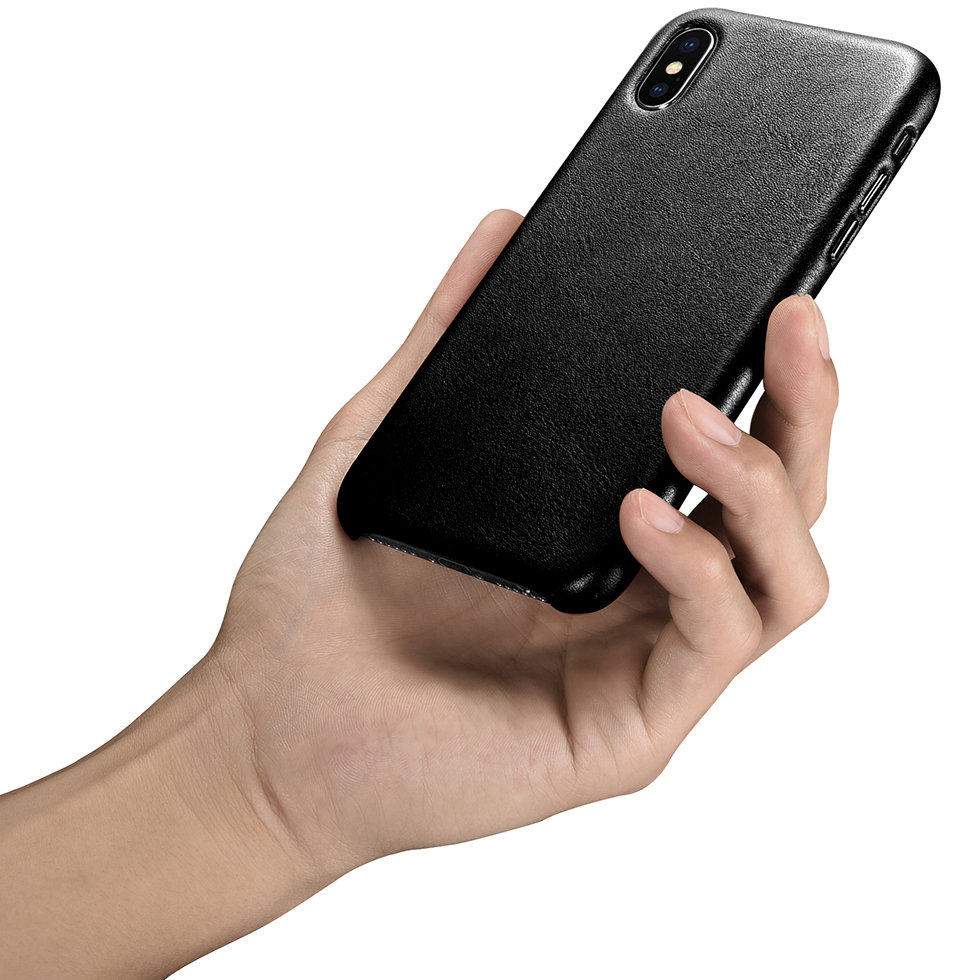 Pokrowiec iCarer Case Leather MagSafe czarny Apple iPhone X / 8