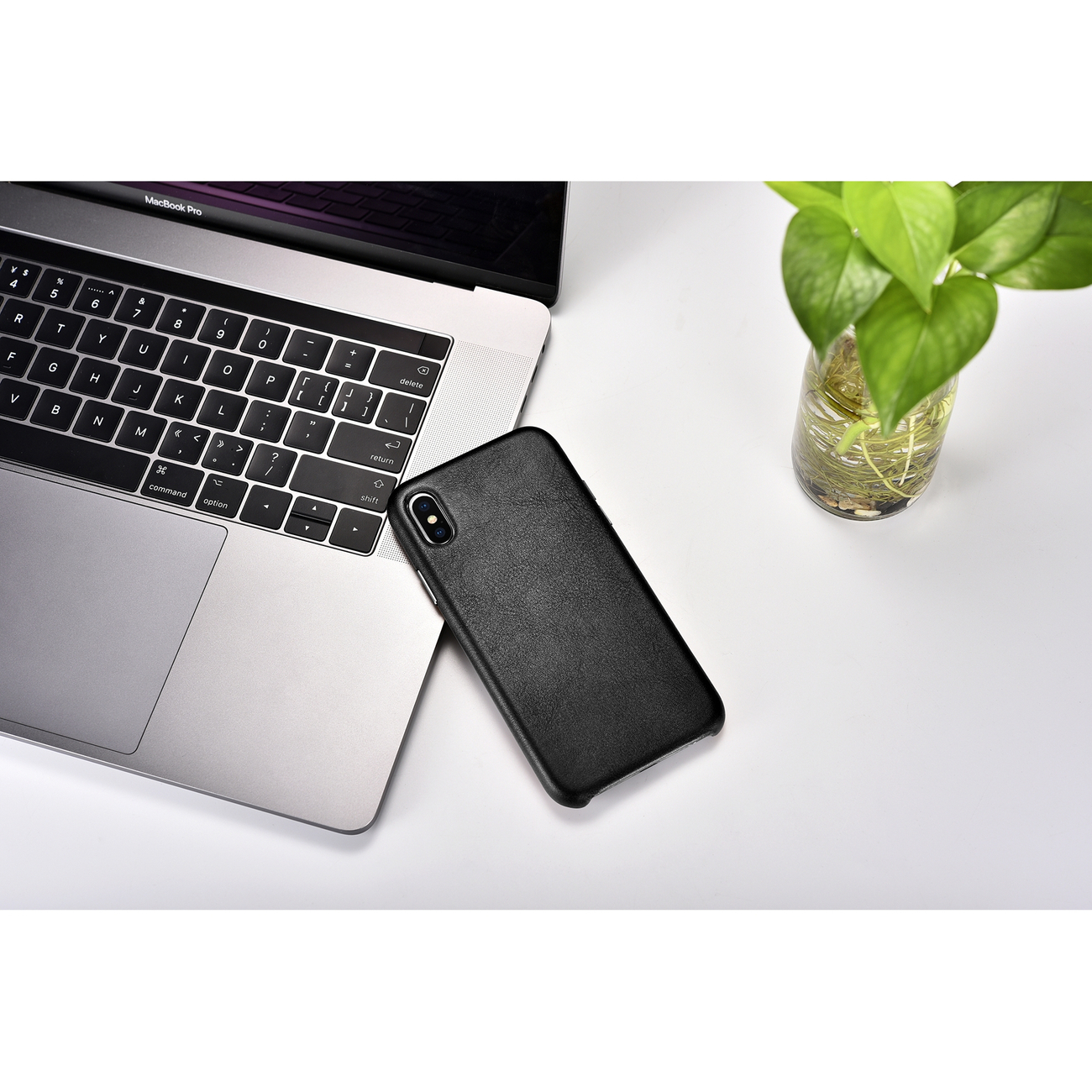 Pokrowiec iCarer Case Leather MagSafe czarny Apple iPhone XS / 9