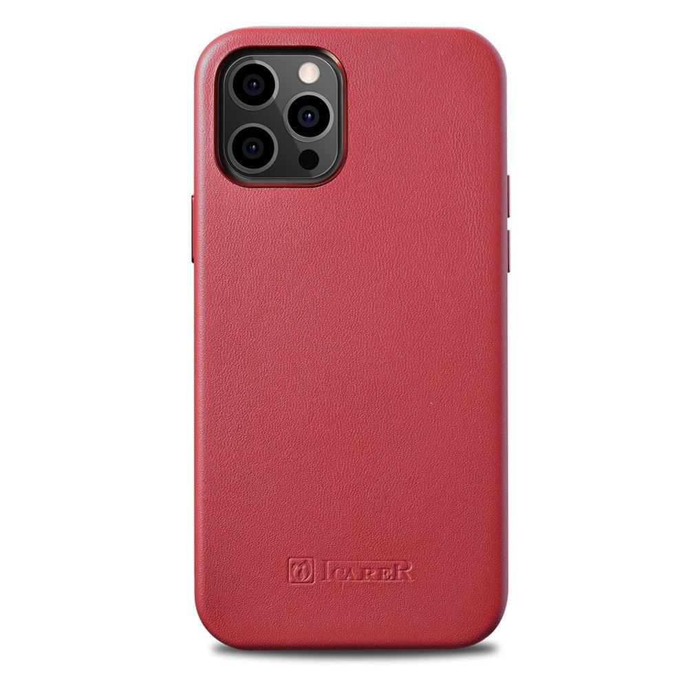 Pokrowiec iCarer Case Leather MagSafe czerwony Apple iPhone 12