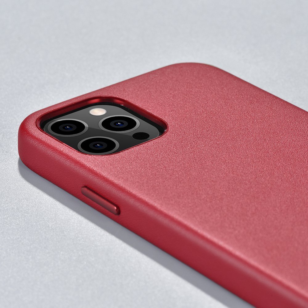 Pokrowiec iCarer Case Leather MagSafe czerwony Apple iPhone 12 / 10