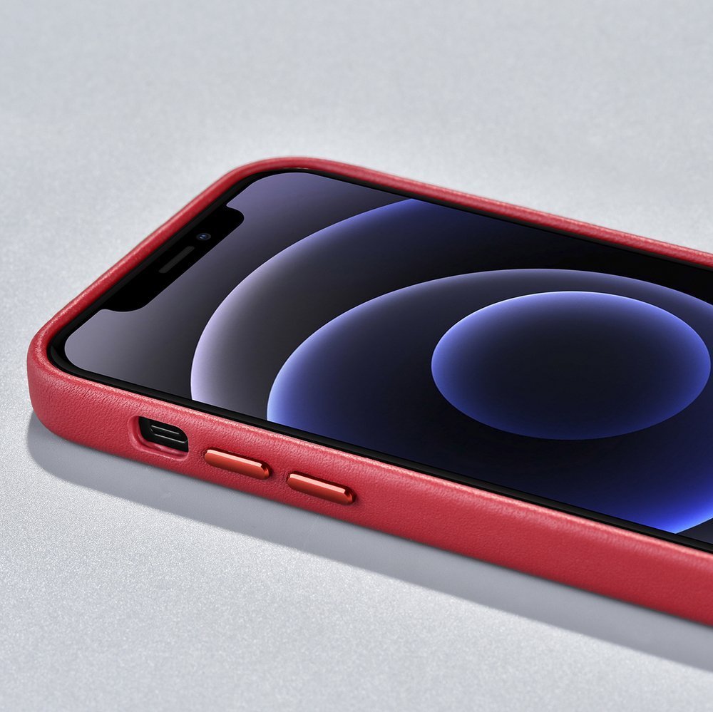 Pokrowiec iCarer Case Leather MagSafe czerwony Apple iPhone 12 / 11