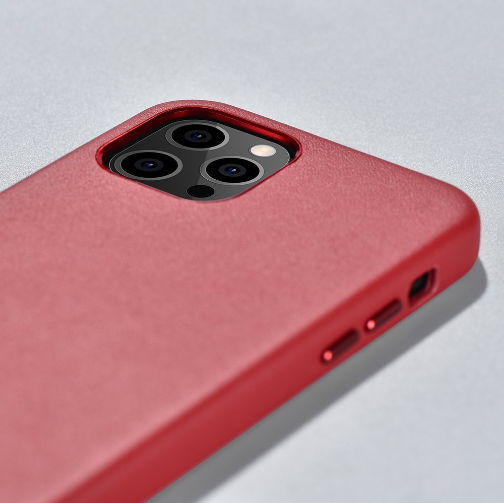 Pokrowiec iCarer Case Leather MagSafe czerwony Apple iPhone 12 / 12