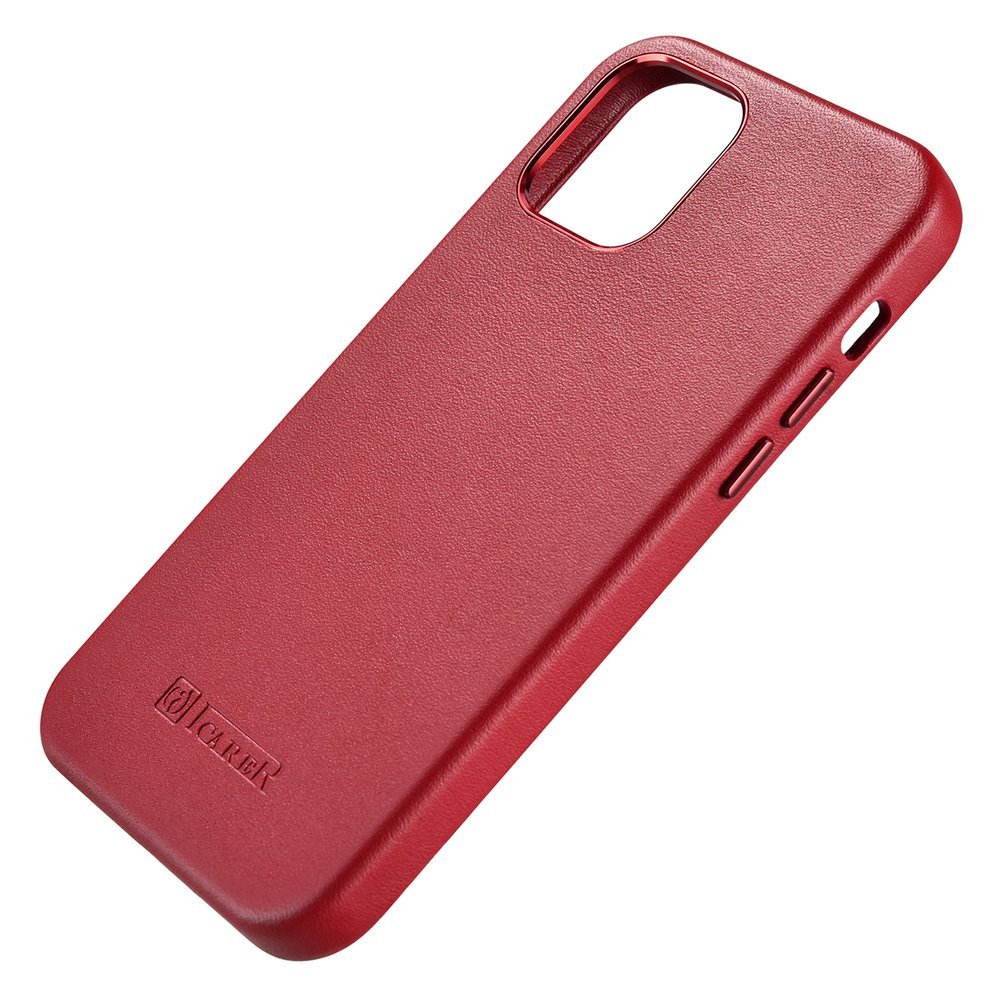 Pokrowiec iCarer Case Leather MagSafe czerwony Apple iPhone 12 / 3