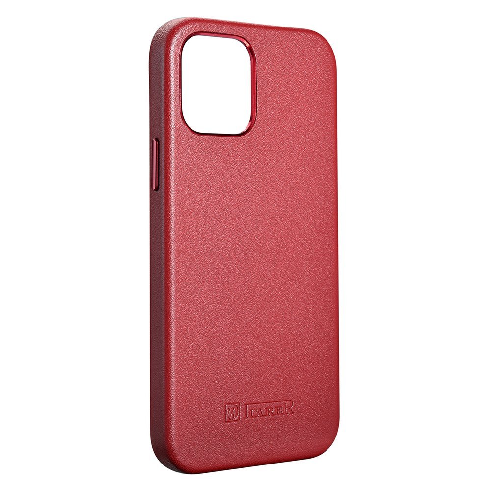 Pokrowiec iCarer Case Leather MagSafe czerwony Apple iPhone 12 / 7