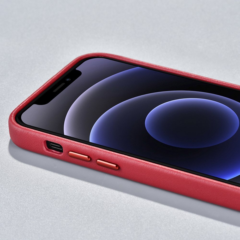 Pokrowiec iCarer Case Leather MagSafe czerwony Apple iPhone 12 Mini / 11