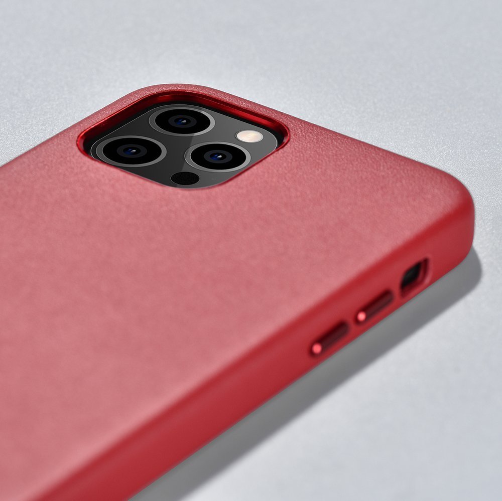 Pokrowiec iCarer Case Leather MagSafe czerwony Apple iPhone 12 Mini / 12