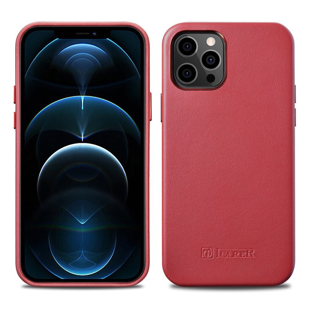 Pokrowiec iCarer Case Leather MagSafe czerwony Apple iPhone 12 Mini / 2
