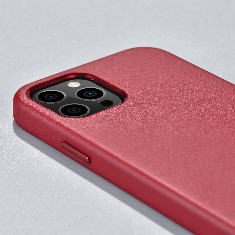 Pokrowiec iCarer Case Leather MagSafe czerwony Apple iPhone 12 Pro Max / 10