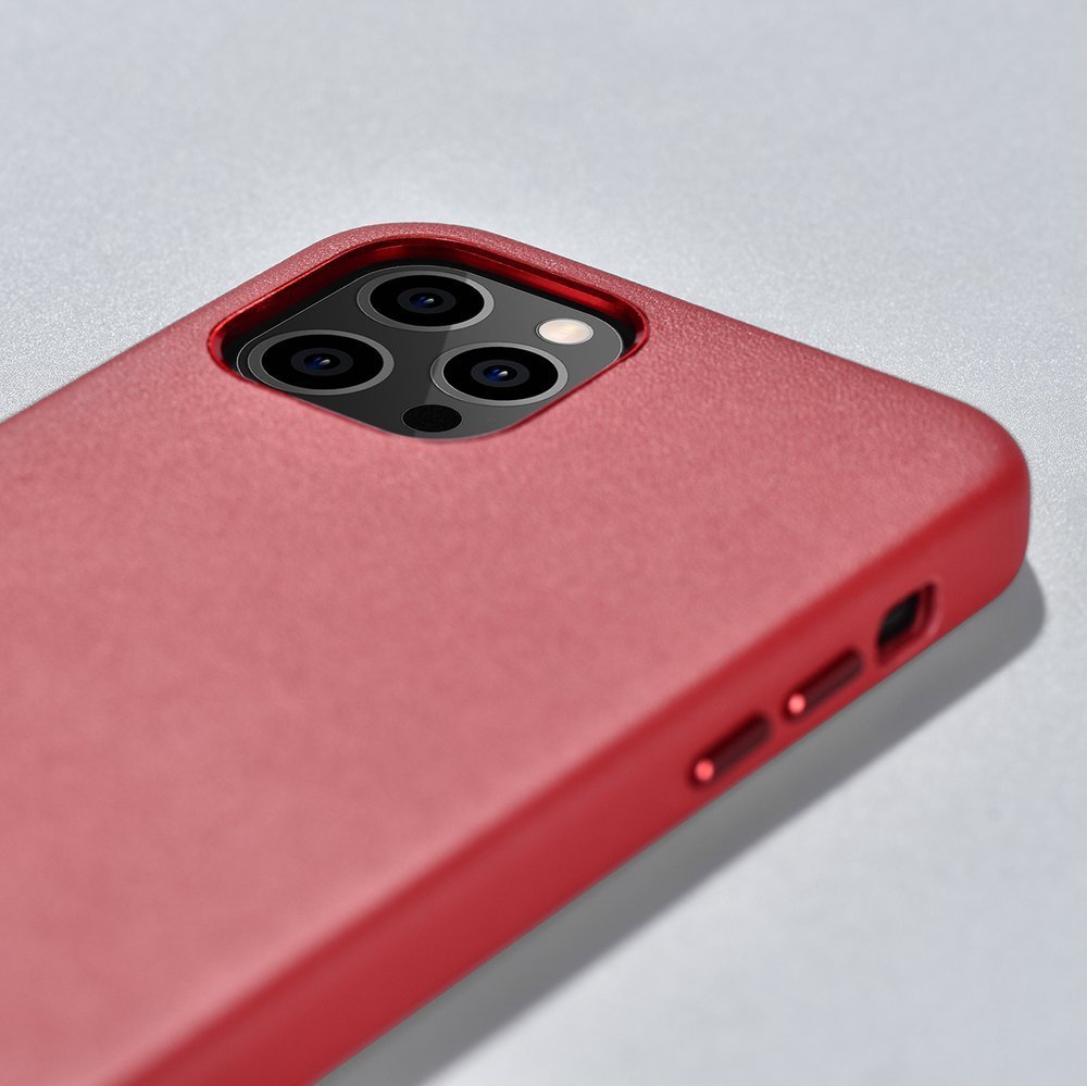 Pokrowiec iCarer Case Leather MagSafe czerwony Apple iPhone 12 Pro Max / 12