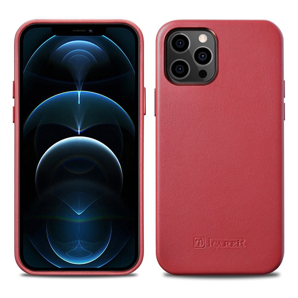 Pokrowiec iCarer Case Leather MagSafe czerwony Apple iPhone 12 Pro Max / 2