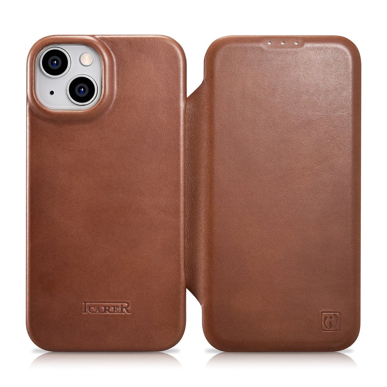 Pokrowiec iCarer CE Oil Wax Premium Leather Folio Case brzowy Apple iPhone 14