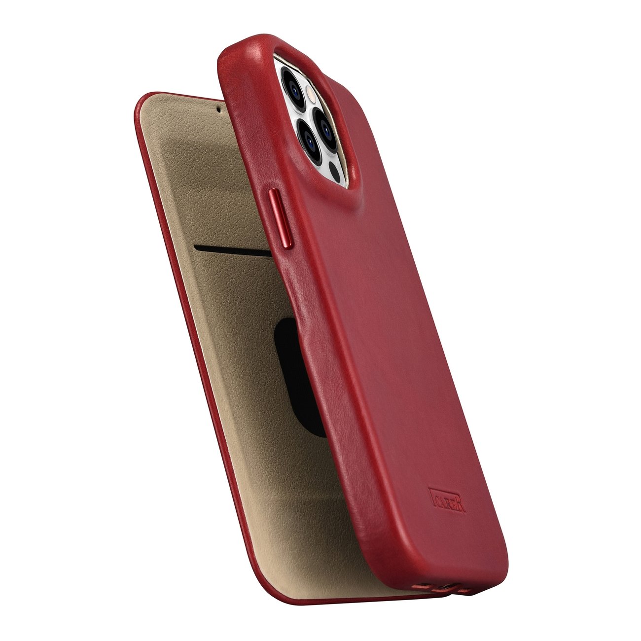 Pokrowiec iCarer CE Oil Wax Premium Leather Folio Case czerwony Apple iPhone 14 Pro / 10