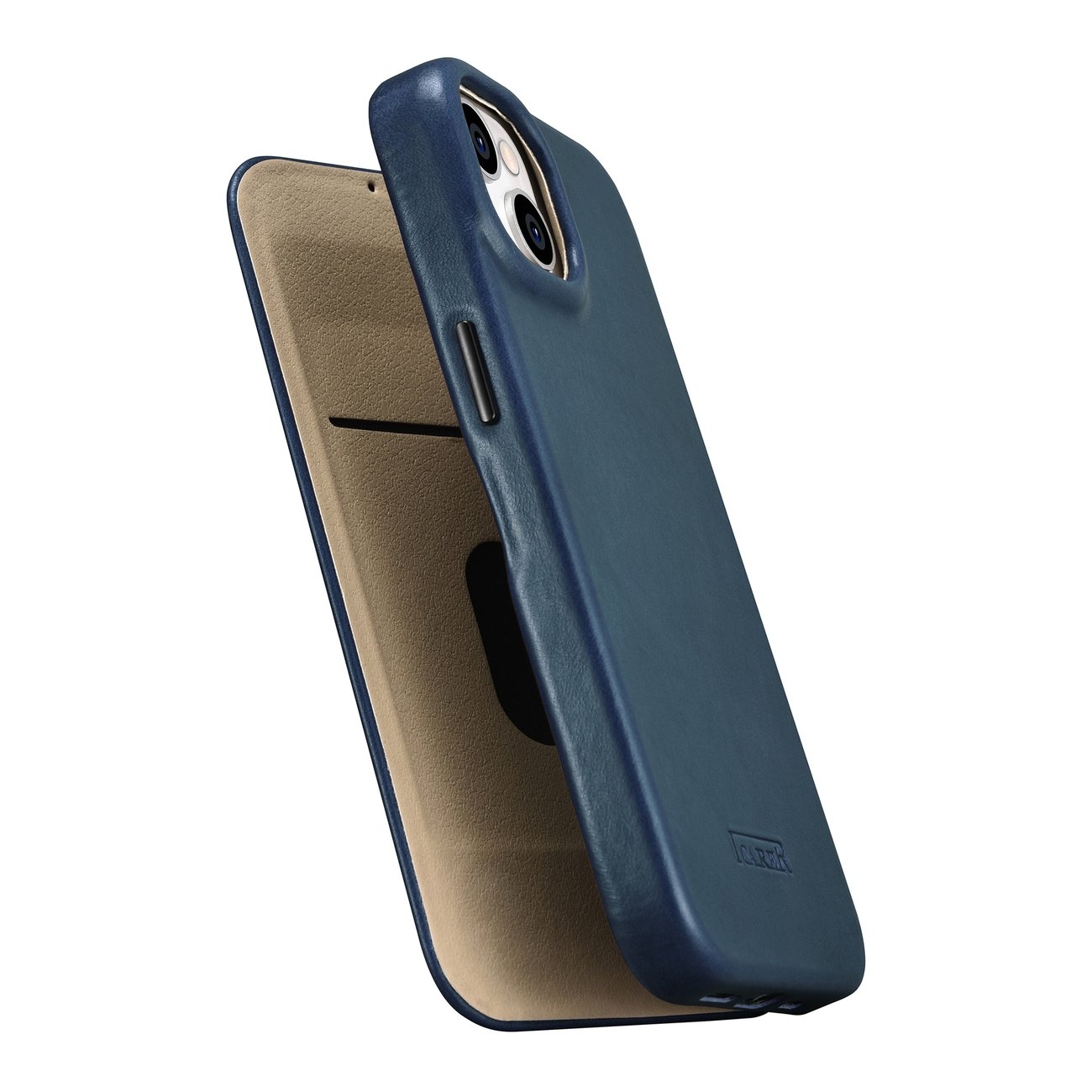 Pokrowiec iCarer CE Oil Wax Premium Leather Folio Case niebieski Apple iPhone 14 / 10