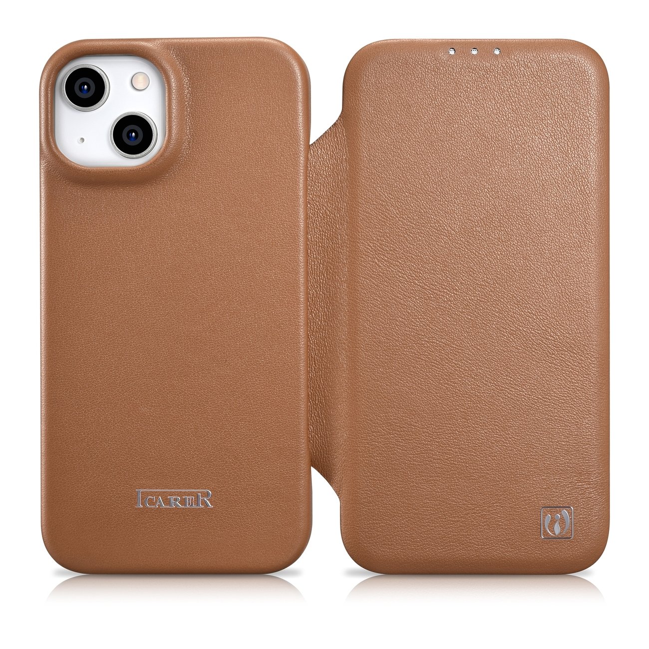 Pokrowiec iCarer CE Premium Leather Folio Case brzowy Apple iPhone 14