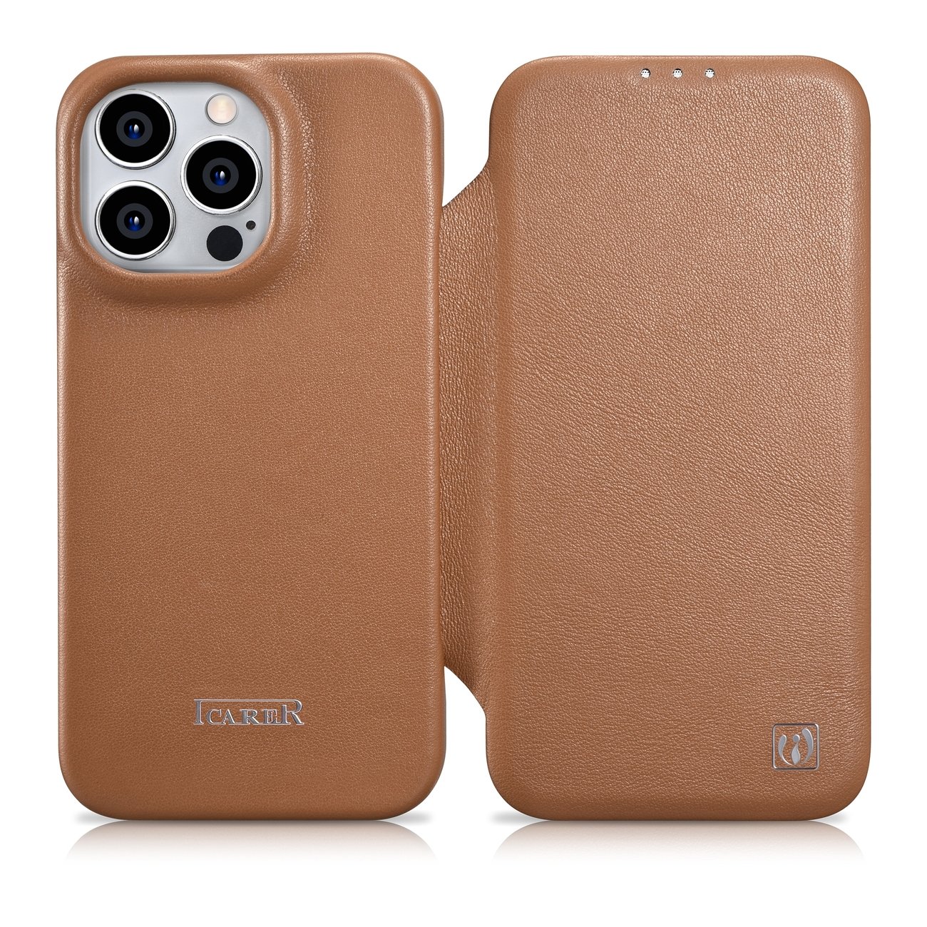 Pokrowiec iCarer CE Premium Leather Folio Case brzowy Apple iPhone 14 Pro