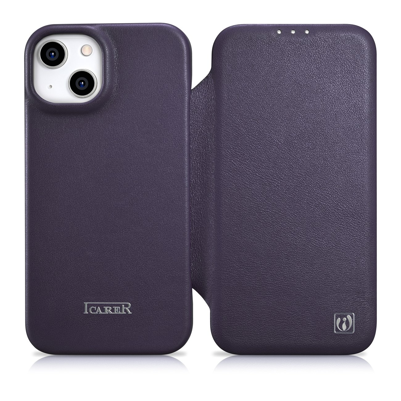 Pokrowiec iCarer CE Premium Leather Folio Case ciemnofioletowy Apple iPhone 14
