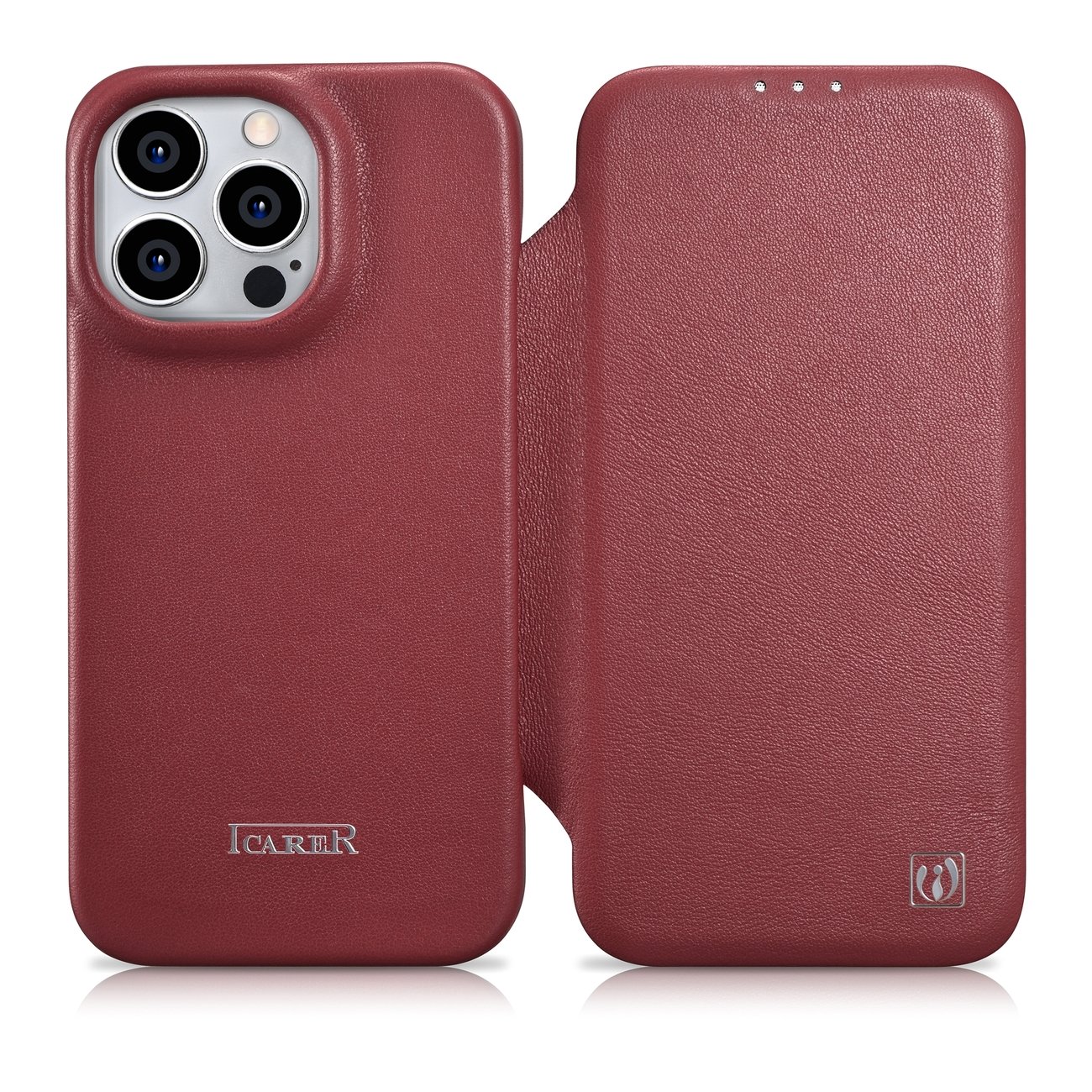 Pokrowiec iCarer CE Premium Leather Folio Case czerwony Apple iPhone 14 Pro Max