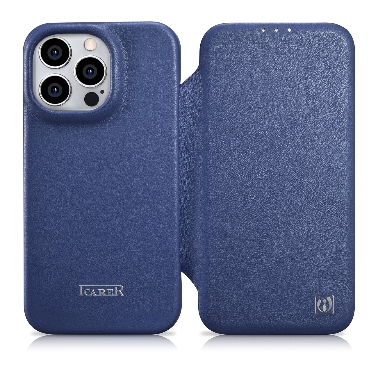 Pokrowiec iCarer CE Premium Leather Folio Case niebieski Apple iPhone 14 Pro