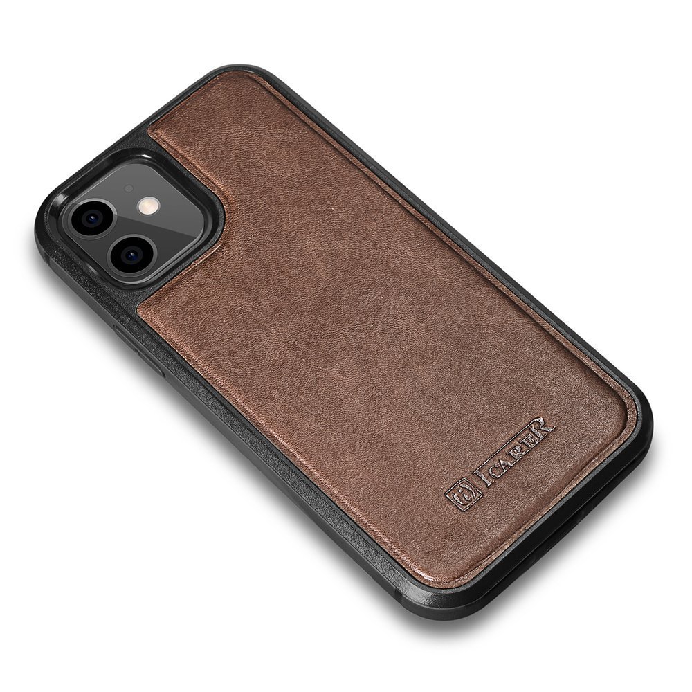 Pokrowiec iCarer Leather Oil Wax brzowy Apple iPhone 12 Mini / 3