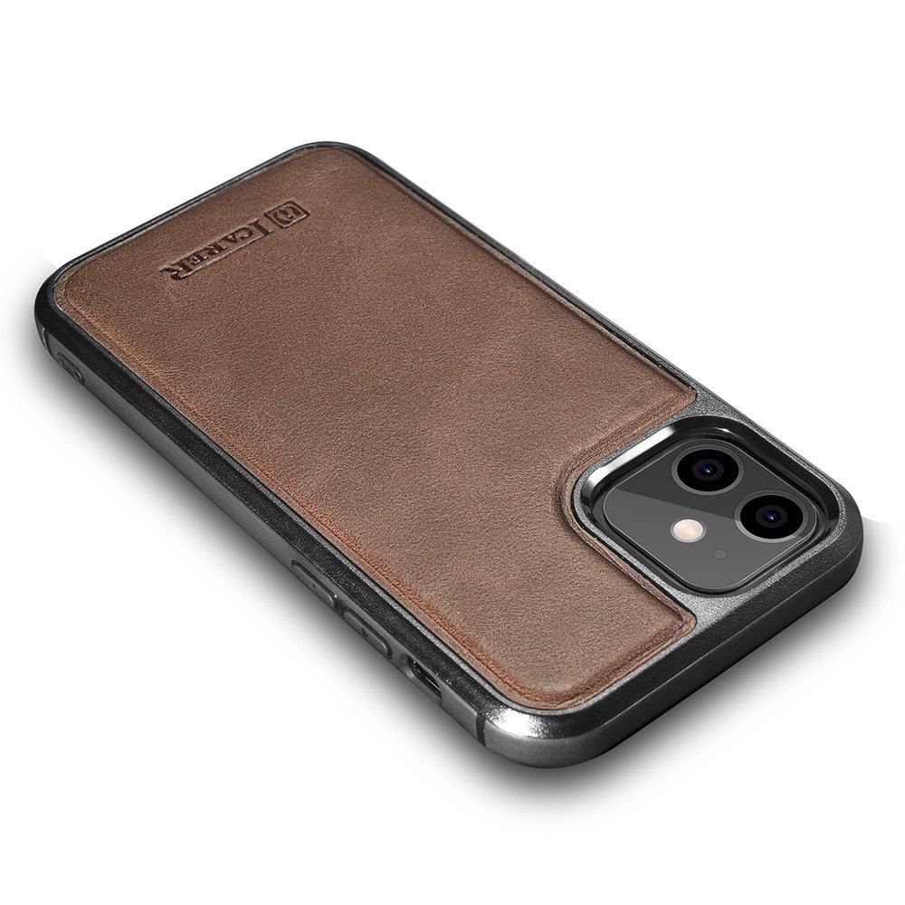 Pokrowiec iCarer Leather Oil Wax brzowy Apple iPhone 12 Mini / 4