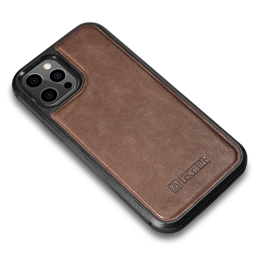 Pokrowiec iCarer Leather Oil Wax br�zowy Apple iPhone 12 Pro Max / 3