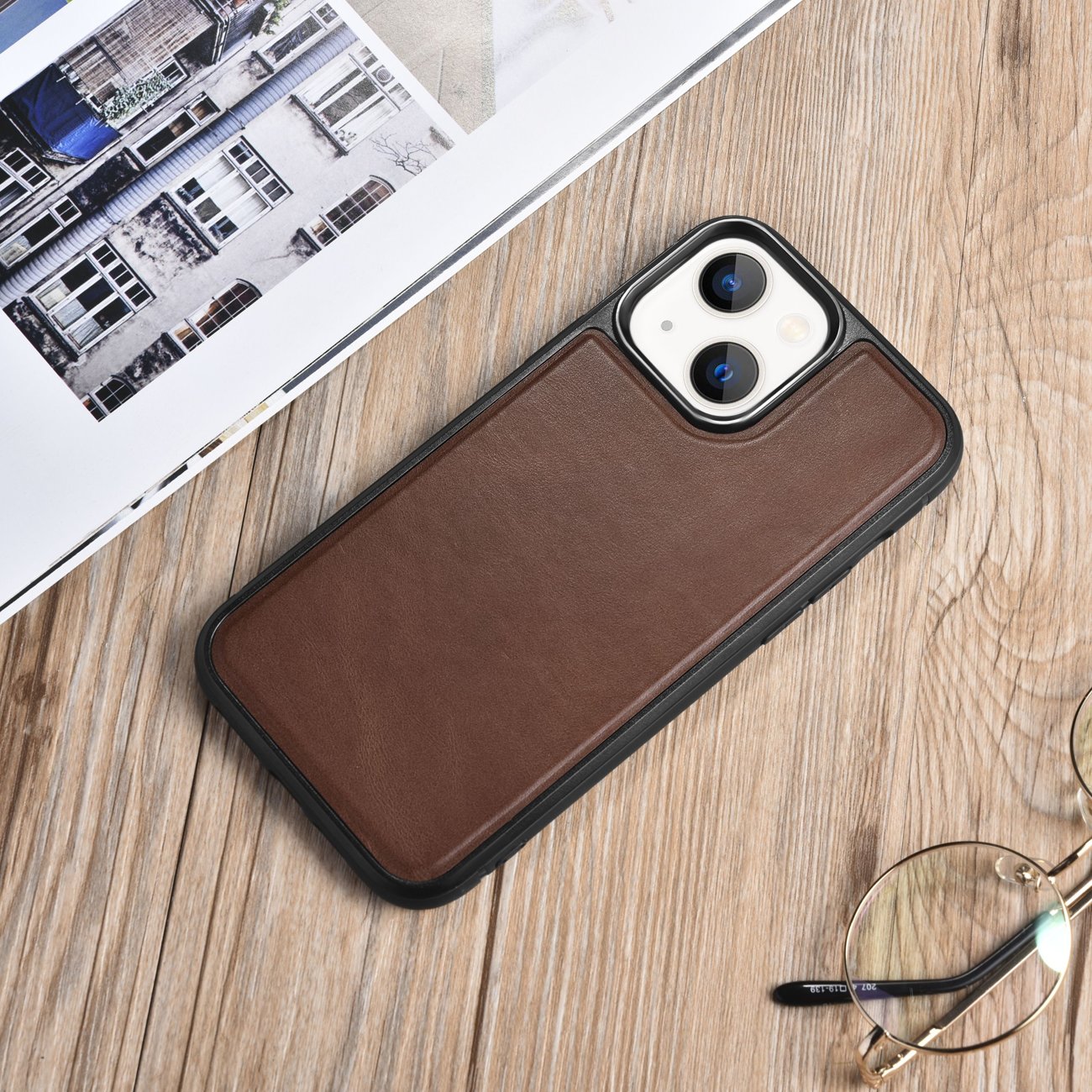 Pokrowiec iCarer Leather Oil Wax brązowy Apple iPhone 13 Mini / 9 Pokrowiec iCarer Leather Oil Wax brązowy Apple iPhone 13 Mini / 9