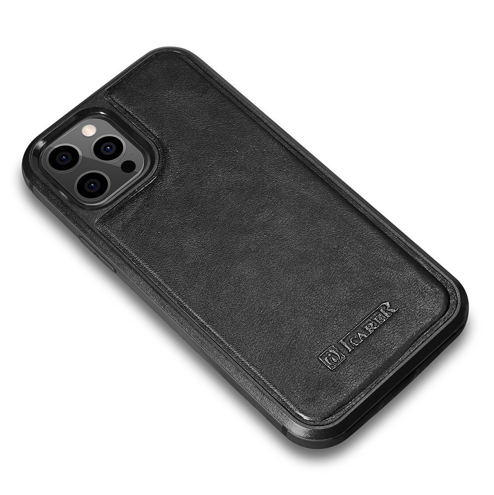 Pokrowiec iCarer Leather Oil Wax czarny Apple iPhone 12 / 4