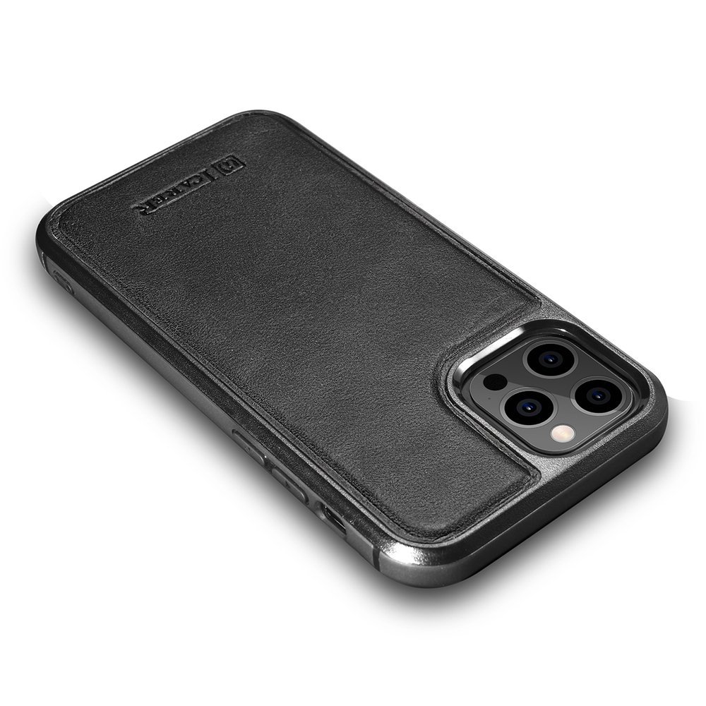 Pokrowiec iCarer Leather Oil Wax czarny Apple iPhone 12 Pro Max / 4