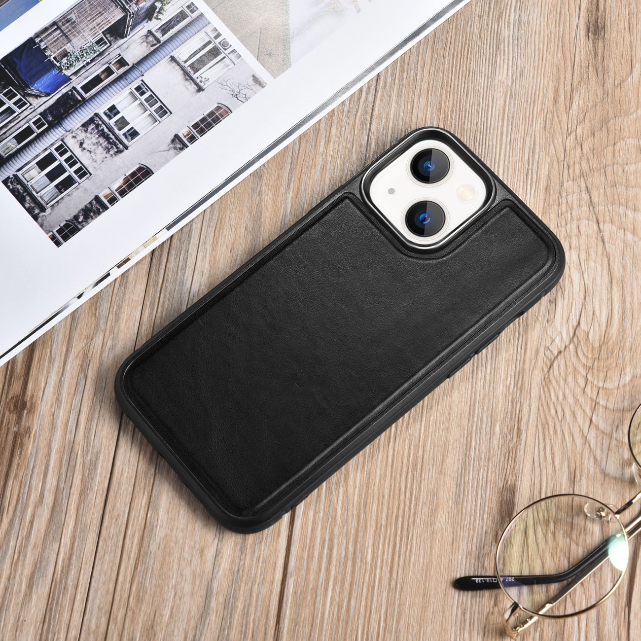 Pokrowiec iCarer Leather Oil Wax czarny Apple iPhone 13 / 11 Pokrowiec iCarer Leather Oil Wax czarny Apple iPhone 13 / 11