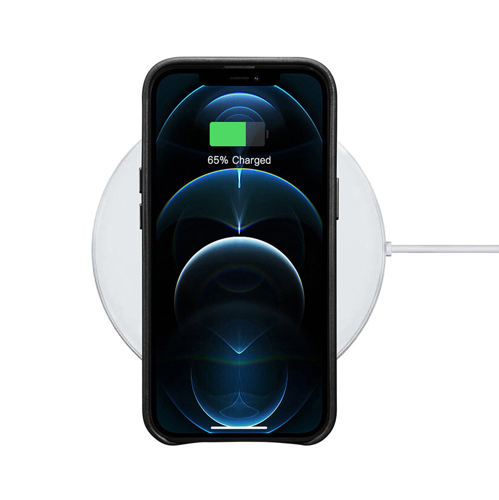 Pokrowiec iCarer Leather Oil Wax czarny Apple iPhone 13 Pro / 5 Pokrowiec iCarer Leather Oil Wax czarny Apple iPhone 13 Pro / 5