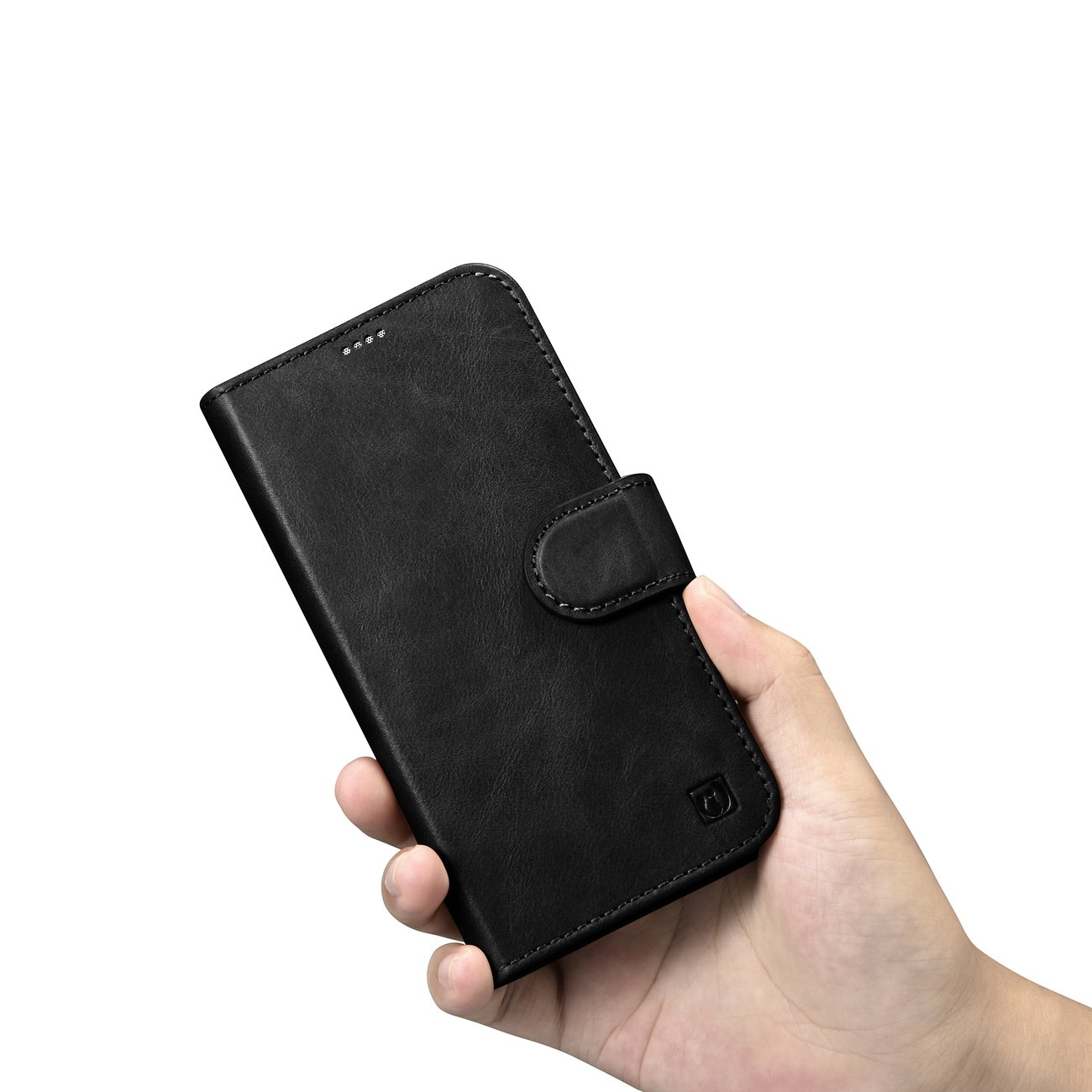 Pokrowiec iCarer Oil Wax Wallet Case 2in1 czarny Apple iPhone 14 / 9