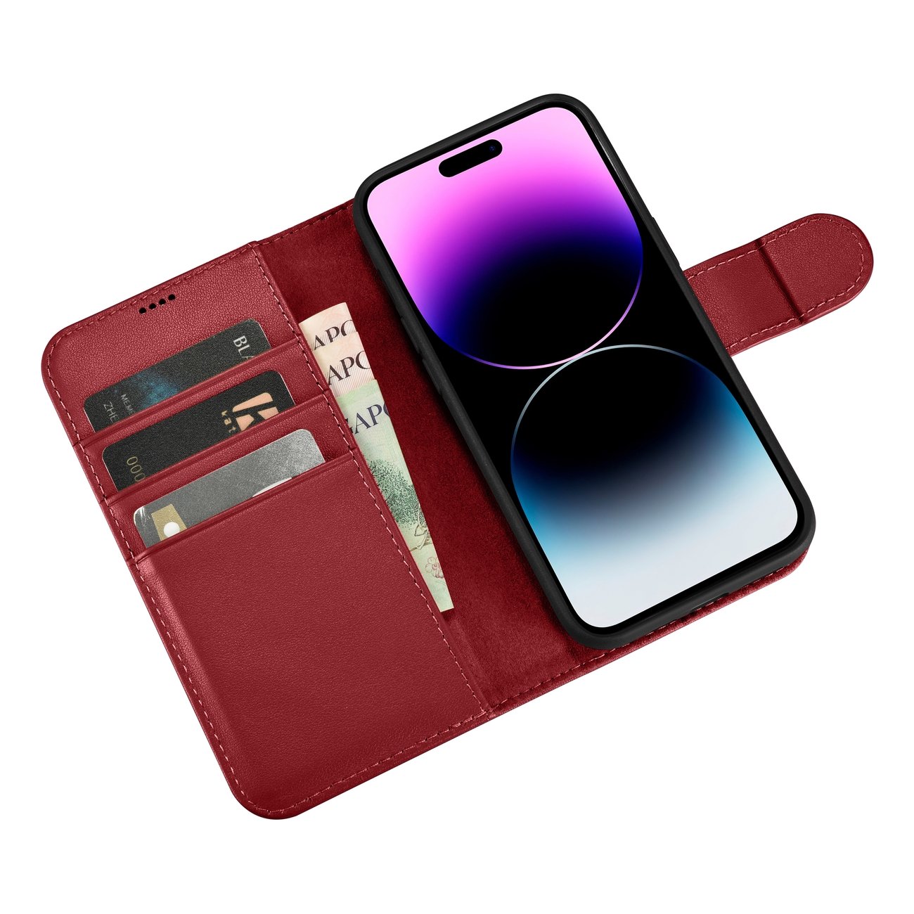Pokrowiec iCarer Wallet Case 2in1 czerwony Apple iPhone 14 Pro / 10