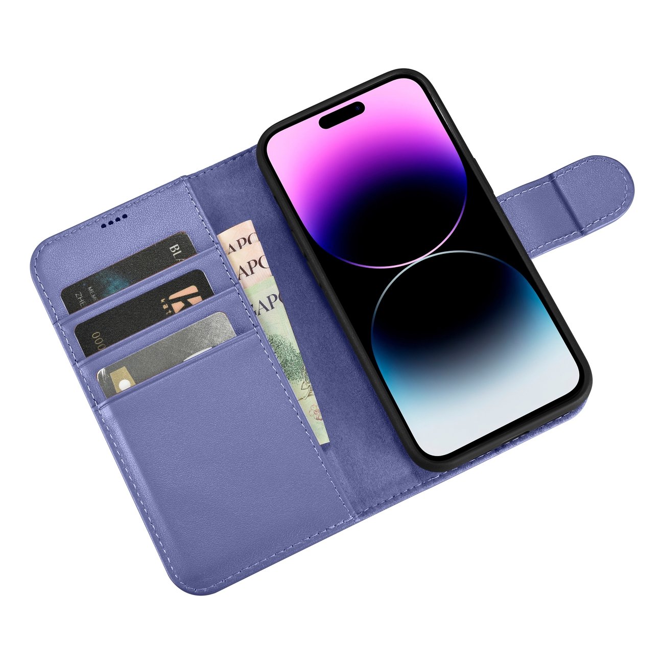 Pokrowiec iCarer Wallet Case 2in1 jasnofioletowy Apple iPhone 14 Pro / 9