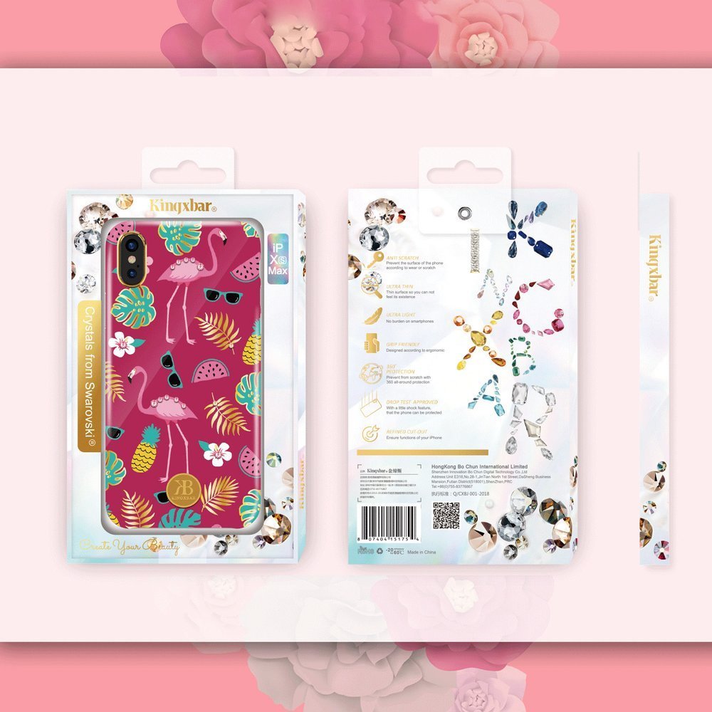 Pokrowiec Kingxbar Blossom z kryszta�ami Swarovskiego bia�y Apple iPhone XS / 4