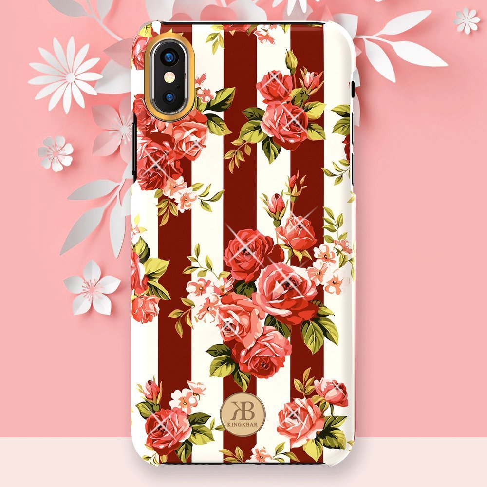 Pokrowiec Kingxbar Blossom z kryszta�ami Swarovskiego bia�y Apple iPhone XS Max / 8
