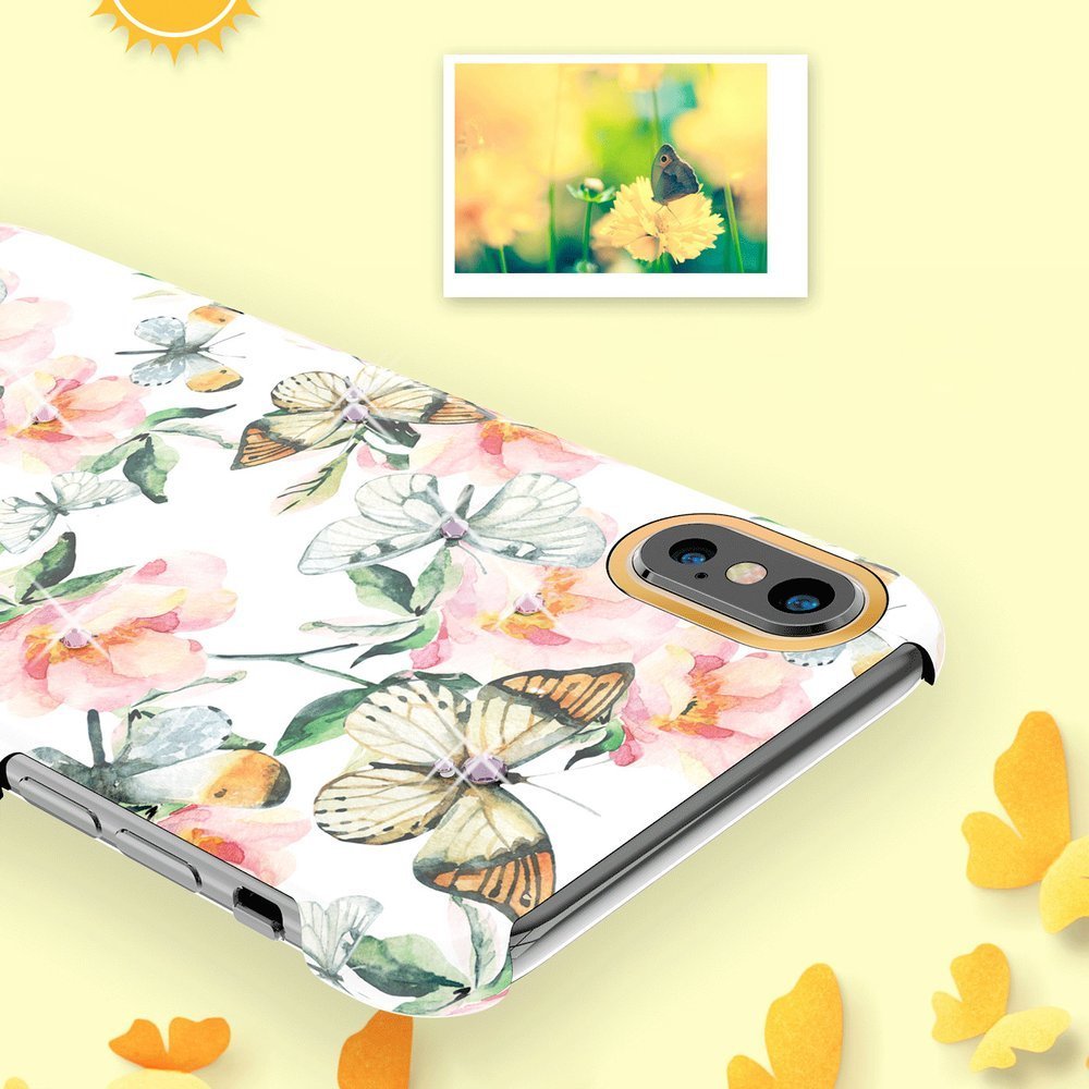 Pokrowiec Kingxbar Blossom z kryszta�ami Swarovskiego niebieski Apple iPhone XS / 12