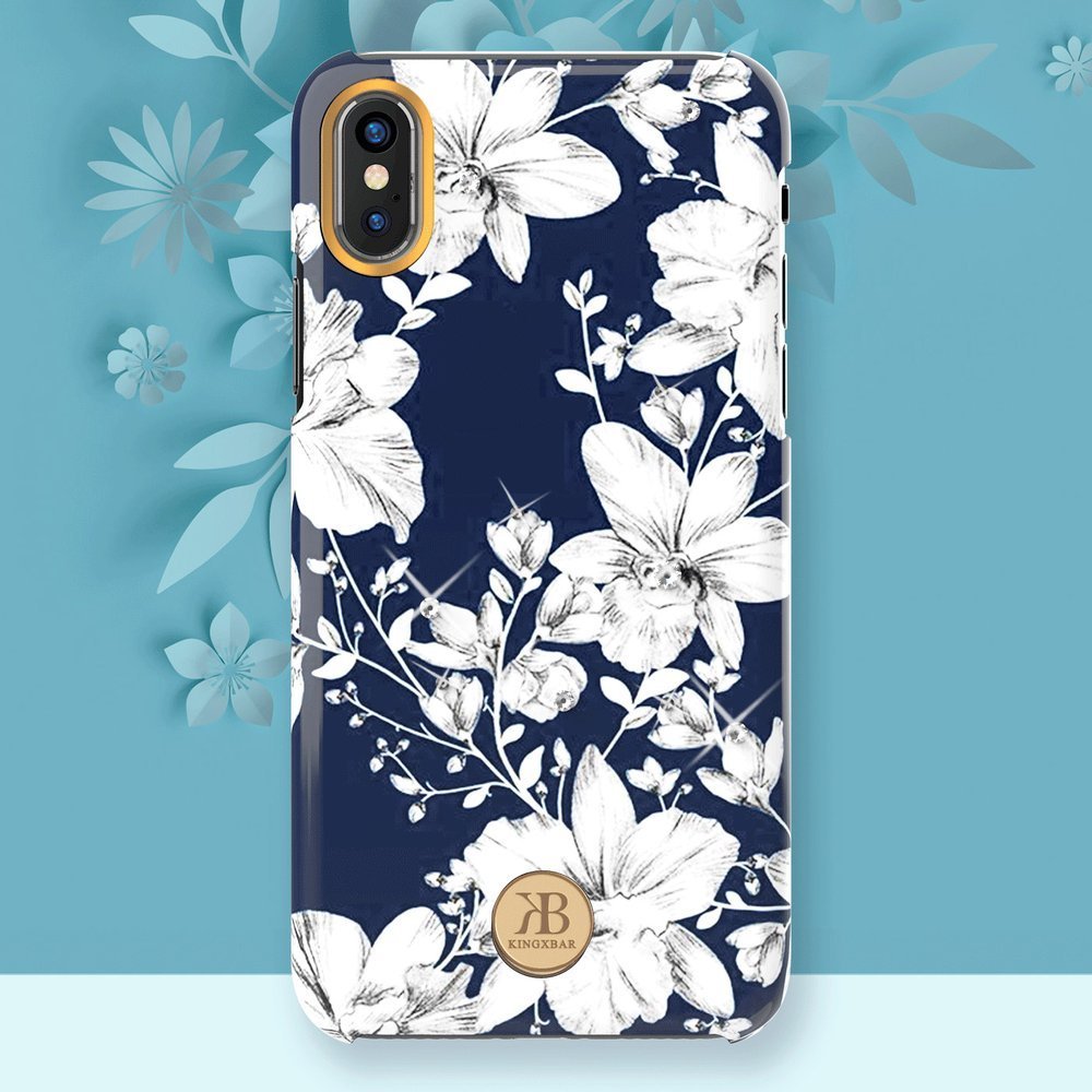 Pokrowiec Kingxbar Blossom z kryszta�ami Swarovskiego niebieski Apple iPhone XS Max / 10